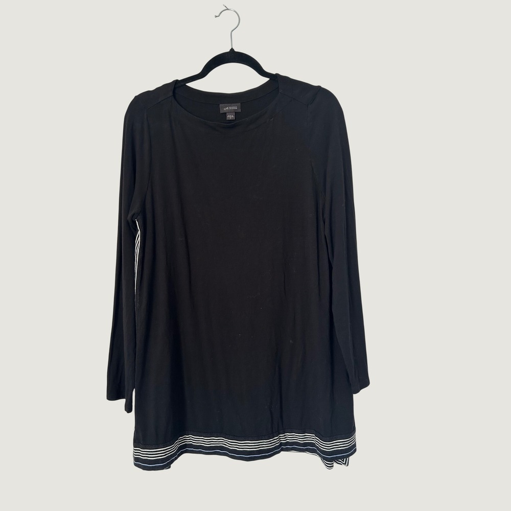 J. Jill Wearever Tunic Womens M Black White Striped Minimalist Modest Everyday